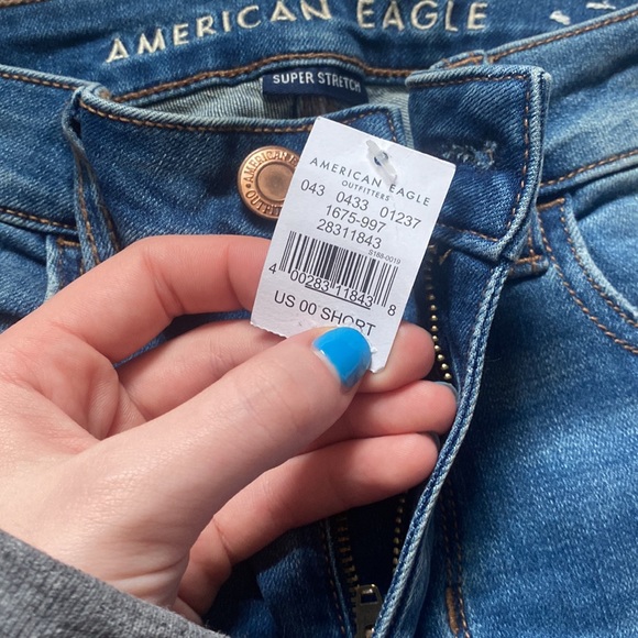 NWT American Eagle Super Stretch 00 Short Hi Rise Jeans - Picture 7 of 9